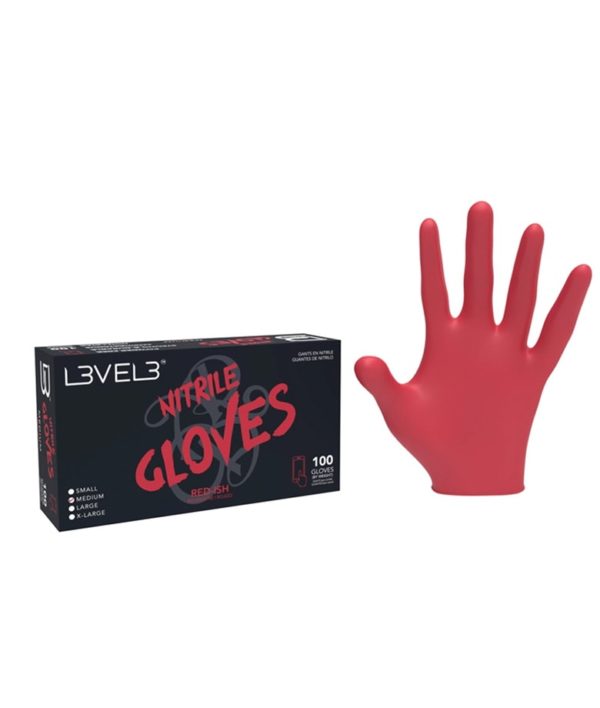 Level3 Red Nitrile Gloves