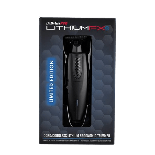 BaBylissPro LithiumFX+ Cordless Ergonomic Trimmer in Matte Black packaging